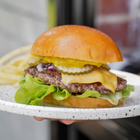 Gourmet burger at phatMILK